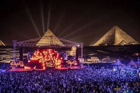 Sound and Light Show at Pyramids of Giza at Night