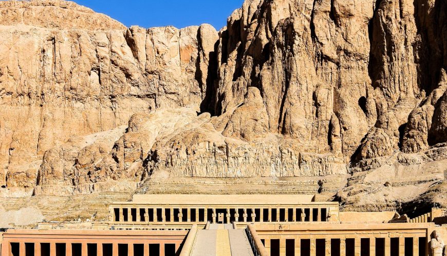 Explore the ancient Temple of Hatshepsut nestled in the cliffs of Luxor, Egypt.